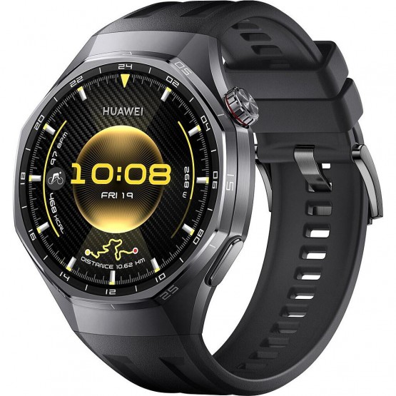 Умные часы Huawei Watch GT 6 Pro 46 мм (черный, с черным силиконовым ремешком, международная версия)