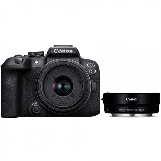 Фотоаппарат Canon EOS R10 RF-S 18-45mm F4.5-6.3 IS STM + адаптер крепления EF-EOS R