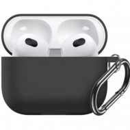 Силиконовый чехол Rumi для Apple AirPods 3 Черный c карабином