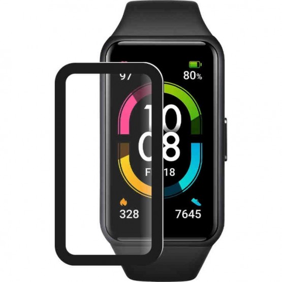 Защитное стекло Rumi Hybrid для Huawei Band 7, Honor Band 7 (с черной рамкой)