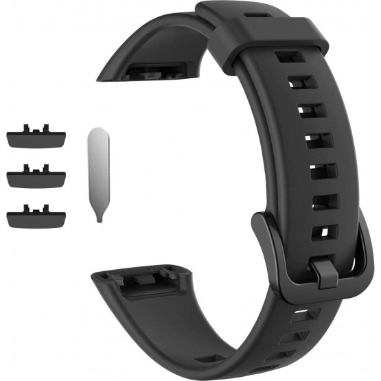 Ремешок силиконовый Rumi для Honor Band 6, Band 7 / Huawei Band 6 Черный