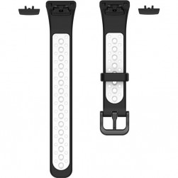 Ремешок Rumi N-Style силиконовый для Honor Band 6 / 7, Huawei Band 6 (черный/белый)