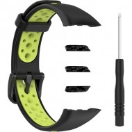 Ремешок Rumi N-Style силиконовый для Honor Band 6 / 7, Huawei Band 6 (черный/салатовый)