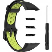 Ремешок Rumi N-Style силиконовый для Honor Band 6 / 7, Huawei Band 6 (черный/салатовый)