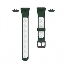 Ремешок Rumi N-Style силиконовый для Honor Band 6 / 7, Huawei Band 6 (зеленый/белый)