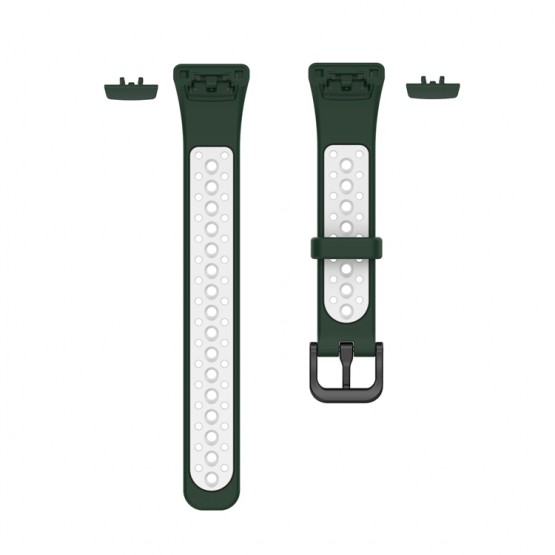 Ремешок Rumi N-Style силиконовый для Honor Band 6 / 7, Huawei Band 6 (зеленый/белый)