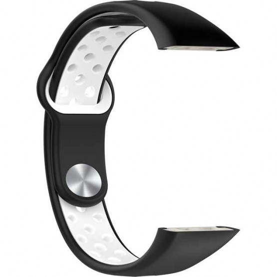 Ремешок Rumi Sport N-Style силиконовый для Honor Band 6 / 7, Huawei Band 6 (черный/белый)