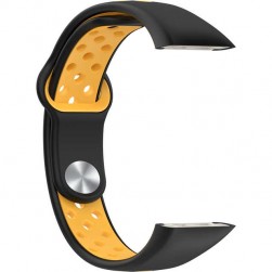 Ремешок Rumi Sport N-Style силиконовый для Honor Band 6 / 7, Huawei Band 6 (черный/желтый)