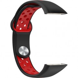 Ремешок Rumi Sport N-Style силиконовый для Honor Band 6 / 7, Huawei Band 6 (черный/красный)