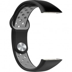 Ремешок Rumi Sport N-Style силиконовый для Honor Band 6 / 7, Huawei Band 6 (черный/серый)