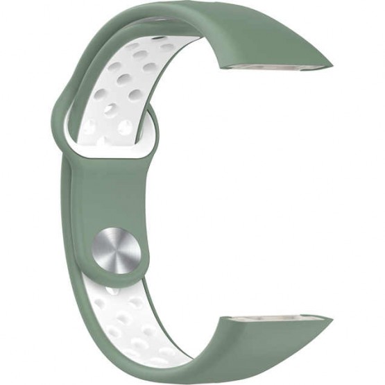 Ремешок Rumi Sport N-Style силиконовый для Honor Band 6 / 7, Huawei Band 6 (зеленый/белый)