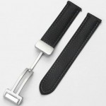Ремешок кожаный Rumi Flex Buckle 20 мм (черный) с серебристой пряжкой