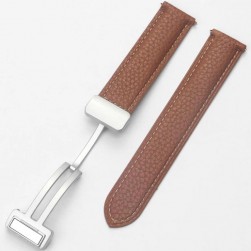 Ремешок кожаный Rumi Flex Buckle 20 мм (коричневый) с серебристой пряжкой