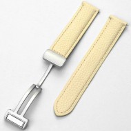 Ремешок кожаный Rumi Flex Buckle 20 мм (желтый) с серебристой пряжкой