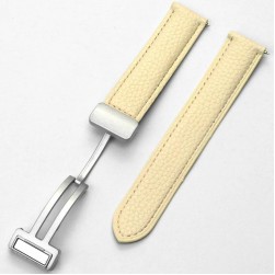 Ремешок кожаный Rumi Flex Buckle 20 мм (желтый) с серебристой пряжкой