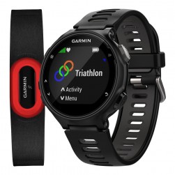 Ремешок Rumi силиконовый для Garmin Forerunner 220, 230, 235, 620, 630, 735 (черный/серый)