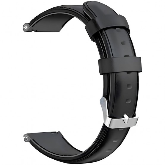 Ремешок Rumi Slim кожаный для часов 20 мм (черный)