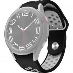 Ремешок Rumi Sport N-style силиконовый для Galaxy Watch4 / 5 / 6 / 7 (20 мм, черный / серый)