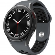 Ремешок Rumi Sport N-style силиконовый для Samsung Galaxy Watch4 / 5 / 6 / 7 (20 мм, темно-серый/черный)