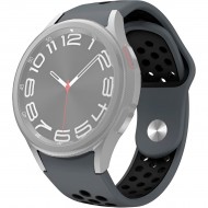 Ремешок Rumi Sport N-style силиконовый для Samsung Galaxy Watch4 / 5 / 6 / 7 (20 мм, темно-серый/черный)