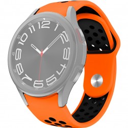 Ремешок Rumi Sport N-style силиконовый для Samsung Galaxy Watch4 / 5 / 6 / 7 (20 мм, оранжевый/черный)