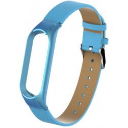 Ремешок Rumi кожаный для Xiaomi Mi Band 5 (голубой)