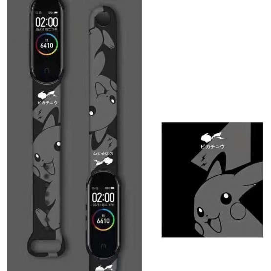 Ремешок Rumi силиконовый для Xiaomi Mi Band 5 / 6 (Серый пикачу)