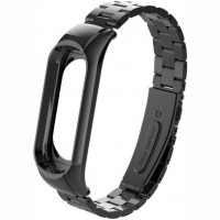 Металлический блочный ремешок для Xiaomi Mi Band 3 (черный)
