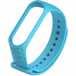 Ремешок силиконовый ребристый Rumi для Xiaomi Mi Band 3, Mi Band 4 (голубой)
