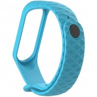 Ремешок силиконовый ребристый Rumi для Xiaomi Mi Band 3, Mi Band 4 (голубой)