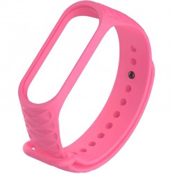 Ремешок силиконовый ребристый Rumi для Xiaomi Mi Band 3, Mi Band 4 (розовый)
