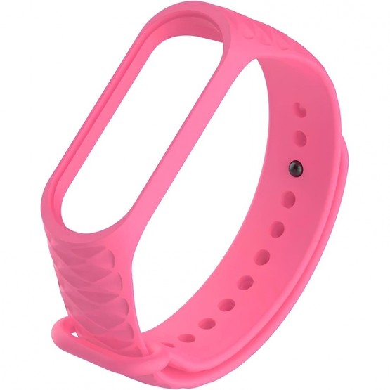 Ремешок силиконовый ребристый Rumi для Xiaomi Mi Band 3, Mi Band 4 (розовый)