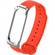 Ремешок карбоновый с металлической вставкой Rumi для Xiaomi Mi Band 3, Mi Band 4 (красный)
