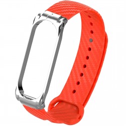 Ремешок карбоновый с металлической вставкой Rumi для Xiaomi Mi Band 3, Mi Band 4 (красный)