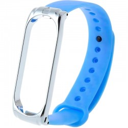 Ремешок карбоновый с металлической вставкой Rumi для Xiaomi Mi Band 3, Mi Band 4 (голубой)