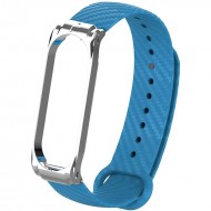 Ремешок карбоновый с металлической вставкой Rumi для Xiaomi Mi Band 3, Mi Band 4 (синий)