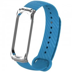 Ремешок карбоновый с металлической вставкой Rumi для Xiaomi Mi Band 3, Mi Band 4 (синий)
