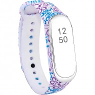 Ремешок силиконовый Rumi для Xiaomi Mi Band 3, Mi Band 4 (фиолетовые и голубые кружева)