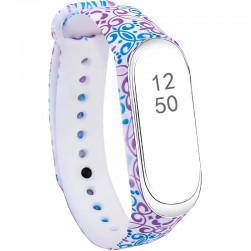 Ремешок силиконовый Rumi для Xiaomi Mi Band 3, Mi Band 4 (фиолетовые и голубые кружева)