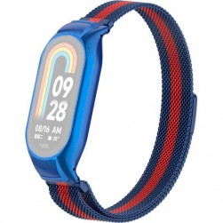 Браслет Rumi Milanese loop металлический для Xiaomi Smart Band 8 (синий/красный)