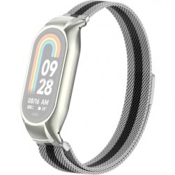 Браслет Rumi Milanese loop металлический для Xiaomi Smart Band 8 (серебристый/черный)