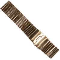 Металлический браслет с плетением Rumi Shark для часов 22 мм (красное золото)