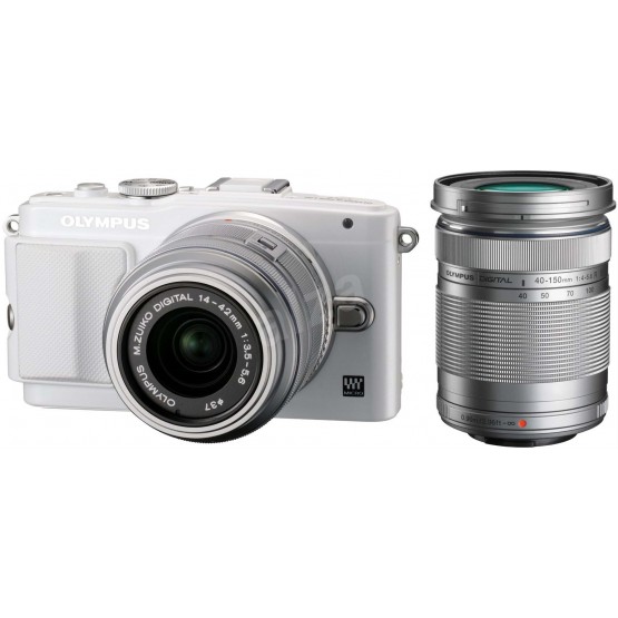 Беззеркальный фотоаппарат Olympus PEN E-PL6 Double Kit 14-42mm II R + 40-150mm R белый