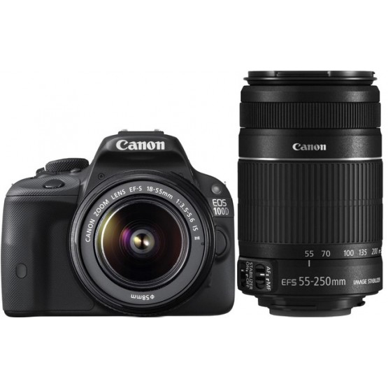 Зеркальный фотоаппарат Canon EOS 100D Double Kit 18-55mm IS II + 55-250mm IS II черный