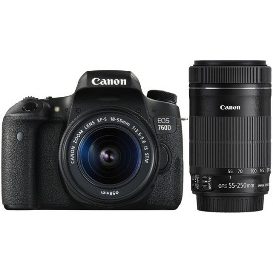 Зеркальный фотоаппарат Canon EOS 760D Double Kit 18-55mm IS STM + 55-250mm IS STM