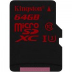 Карта памяти Kingston MicroSDXC 64Gb Class 10 UHS-I U3 + SD adapter