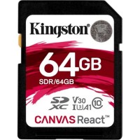 Карта памяти Kingston Canvas React SDXC 64Gb UHS-I U3 (SDR/64GB)