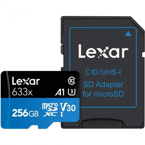 Карта памяти Lexar High-Performance microSDXC 256Gb UHS-I U3 A1 V30 + SD adapter