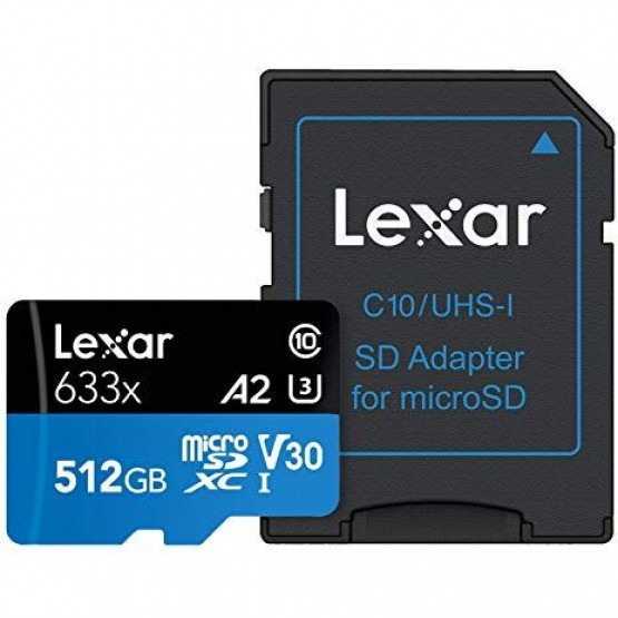 Карта памяти Lexar High-Performance microSDXC 512Gb UHS-I U3 A1 V30 + SD adapter