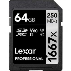 Карта памяти Lexar Professional 1667x SDXC 64Gb UHS-II U3 V60 250/120